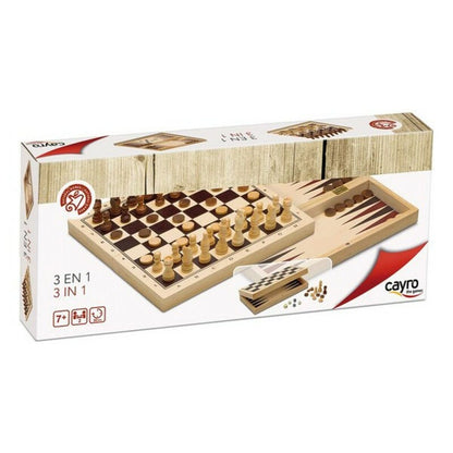 Cayro Satz Mit 3 Brettspielen Cayro 648 Holz 29 X 29 Cm 3 In 1 Schach Backgamon Dame