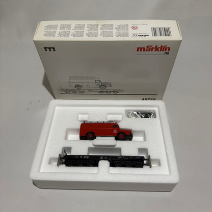 Märklin 48755 Schwerlast-Flachwagen mit Feuerwehr