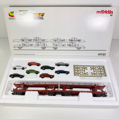 Märklin 47123 Doppel-Autotransportwagen mit 8 PKW´s H0